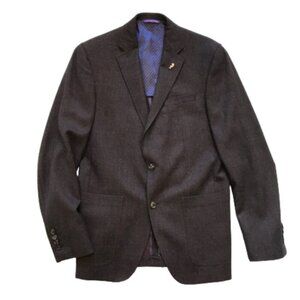 NWOT Ted Baker Endurance Sport Coat Jacket Mens 38 Purple Gray Slim Wool Coat